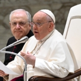 Vatican City (Vatican City State (holy See)), 10/01/2024.- Pope Francis (R), sitting next to Italian priest Monsignor Leonardo Sapienza, delivers an addres during his weekly general audience in the Paul VI Audience Hall, Vatican City, 10 January 2024. (Papa) EFE/EPA/MAURIZIO BRAMBATTI